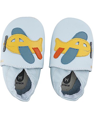 Bobux Scarpina Soft Sole - Celeste con Aereo - La cosa migliore dopo i piedi scalzi! Soft Sole Bobux