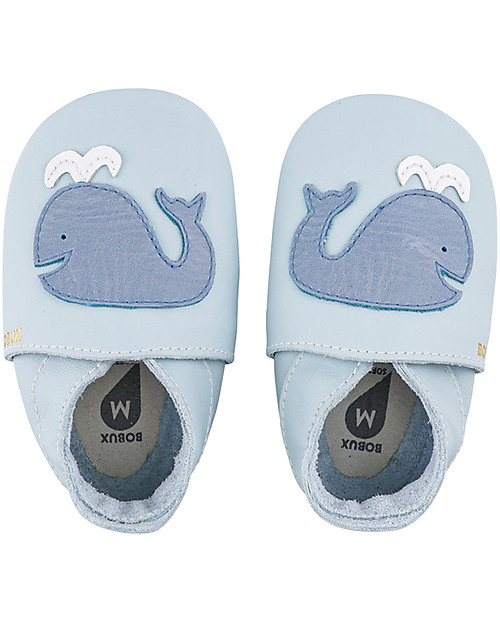 Bobux Scarpina Soft Sole - Celeste con Balena - La cosa migliore dopo i piedi scalzi! Scarpine Soft Sole
