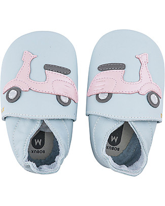 Bobux Scarpina Soft Sole - Celeste con Scooter - La cosa migliore dopo i piedi scalzi! Soft Sole Bobux