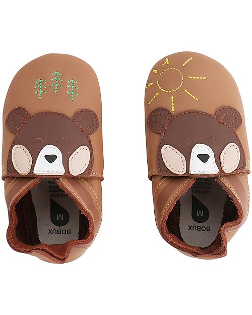 Bobux Scarpina Soft Sole Grande (2-5 anni), Caramello con Orso - La cosa migliore dopo i piedi scalzi! Scarpine Soft Sole