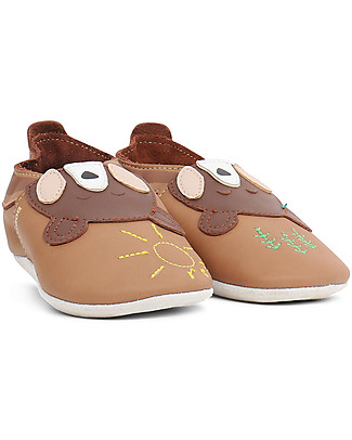 Bobux Scarpina Soft Sole Grande (2-5 anni), Caramello con Orso - La cosa migliore dopo i piedi scalzi! Soft Sole Bobux