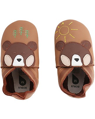 Bobux Scarpina Soft Sole Grande (2-5 anni), Caramello con Orso - La cosa migliore dopo i piedi scalzi! Soft Sole Bobux