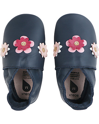 Bobux Scarpina Soft Sole Grande (2-6 anni), Blu con Fiorellini - La cosa migliore dopo i piedi scalzi! Soft Sole Bobux