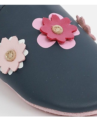 Bobux Scarpina Soft Sole Grande (2-6 anni), Blu con Fiorellini - La cosa migliore dopo i piedi scalzi! Soft Sole Bobux