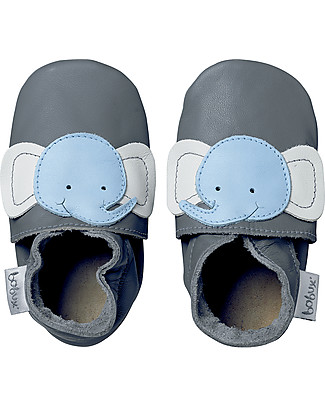 Bobux Scarpina Soft Sole, Grigia con Elefantino - La cosa migliore dopo i piedi scalzi! Scarpe