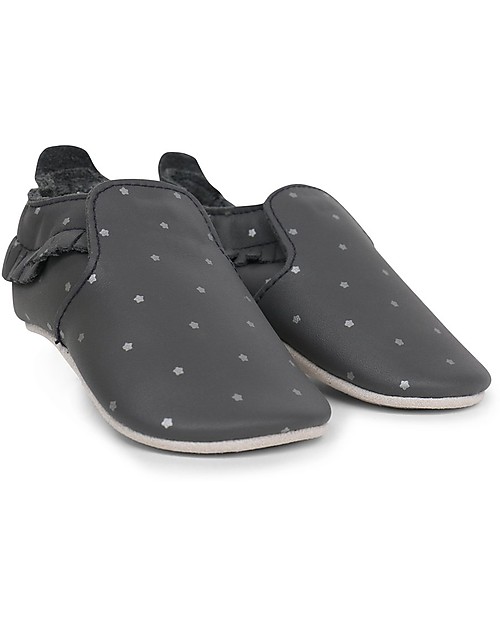 Bobux Scarpina Soft Sole, Grigio Carbone con Stelline - La cosa migliore dopo i piedi scalzi! Scarpine Soft Sole