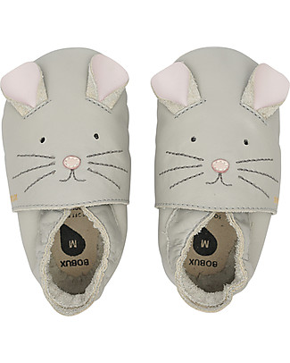 Bobux Scarpina Soft Sole - Grigio Chiaro con Topo - La cosa migliore dopo i piedi scalzi! Soft Sole Bobux