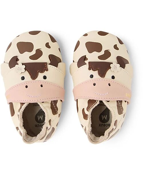 Bobux Scarpina Soft Sole - Mucca Mooley - Bianco e Caffè Nero - La cosa Migliore dopo i Piedi Scalzi! Scarpine Soft Sole