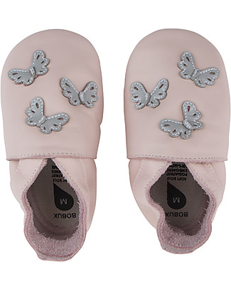 Bobux Scarpina Soft Sole, Rosa-chiaro con Farfalline - La cosa migliore dopo i piedi scalzi! Soft Sole Bobux