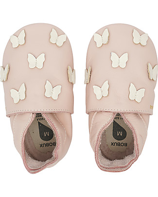 Bobux Scarpina Soft Sole - Rosa con Farfalle - La cosa migliore dopo i piedi scalzi! Soft Sole Bobux