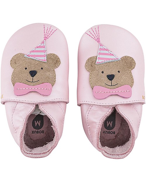 Bobux Scarpina Soft Sole - Rosa con Orso delle Feste - La cosa migliore dopo i piedi scalzi! Scarpine Soft Sole