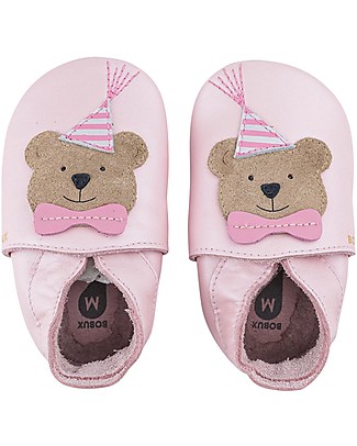 Bobux Scarpina Soft Sole - Rosa con Orso delle Feste - La cosa migliore dopo i piedi scalzi! Soft Sole Bobux