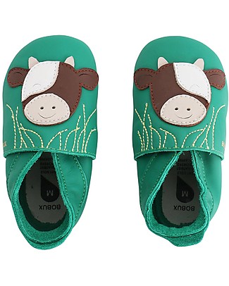 Bobux Scarpina Soft Sole, Smeraldo con Mucca - La cosa migliore dopo i piedi scalzi! Soft Sole Bobux