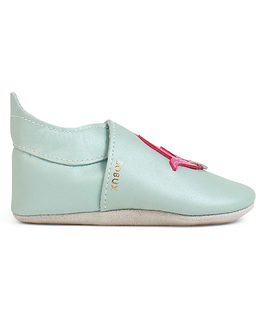 Bobux Scarpina Soft Sole - Verde Acqua Brillante con Unicorno - La cosa migliore dopo i piedi scalzi! Scarpine Soft Sole