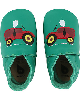 Bobux Scarpina Soft Sole, Verde Smeraldo con Trattore - La cosa migliore dopo i piedi scalzi! Scarpine Soft Sole