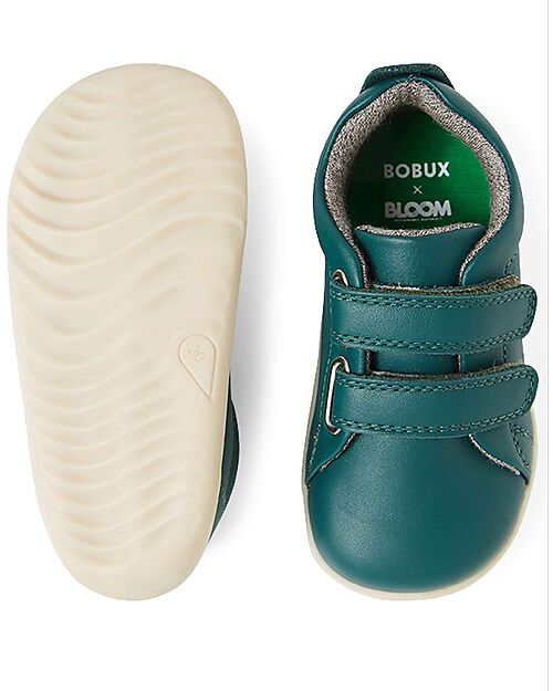 Bobux Scarpina Step-Up Grass Court - Rainforest - in Pelle - Primi Passi Scarpe