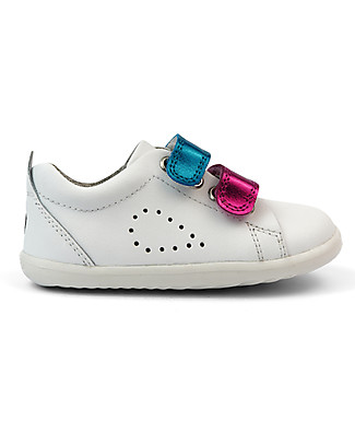 Bobux Scarpina Step-Up Grass Court Switch - Bianco - Strap Multicolor Intercambiabili! Scarpe
