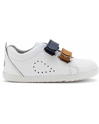 Bobux Scarpina Step-Up Grass Court Switch - Bianco - Strap Navy e Butterscotch Intercambiabili Sneakers