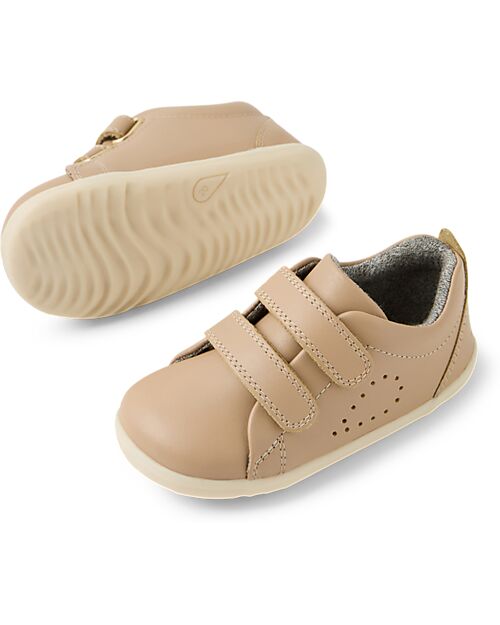 Bobux Scarpina Step-Up Grass Court - Warm Taupe - in Pelle - Primi Passi Scarpe