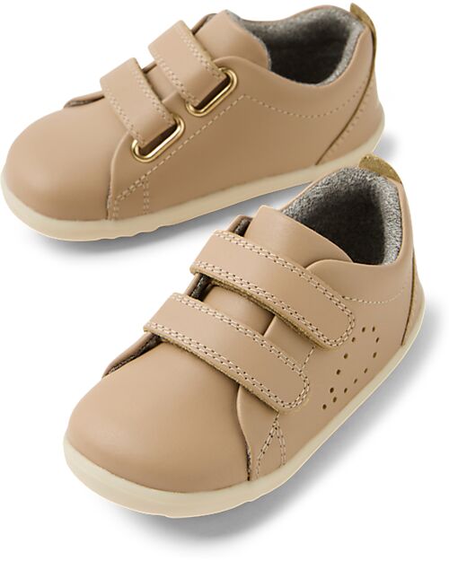 Bobux Scarpina Step-Up Grass Court - Warm Taupe - in Pelle - Primi Passi Scarpe