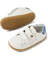 Bobux Scarpina Step Up Maverick - Bianco e Azzurro - Pelle Premium - Primi Passi Scarpe