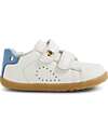 Bobux Scarpina Step Up Maverick - Bianco e Azzurro - Pelle Premium - Primi Passi Scarpe