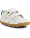 Bobux Scarpina Step Up Maverick - Bianco e Azzurro - Pelle Premium - Primi Passi Scarpe