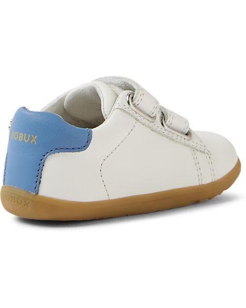 Bobux Scarpina Step Up Maverick - Bianco e Azzurro - Pelle Premium - Primi Passi Scarpe