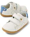 Bobux Scarpina Step Up Maverick - Bianco e Azzurro - Pelle Premium - Primi Passi Scarpe