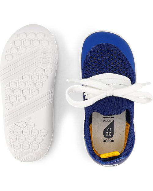 Bobux Scarpina Step-Up Play Knit - Mirtillo/Giallo - Morbido Tessuto Elastico! Scarpe