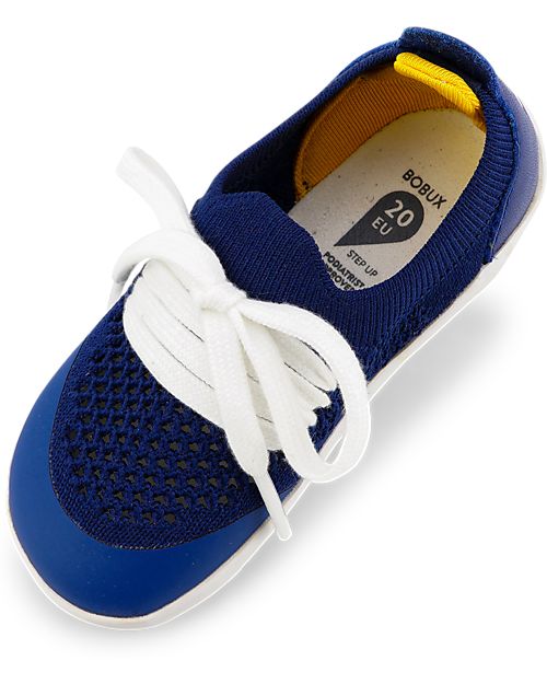 Bobux Scarpina Step-Up Play Knit - Mirtillo/Giallo - Morbido Tessuto Elastico! Scarpe