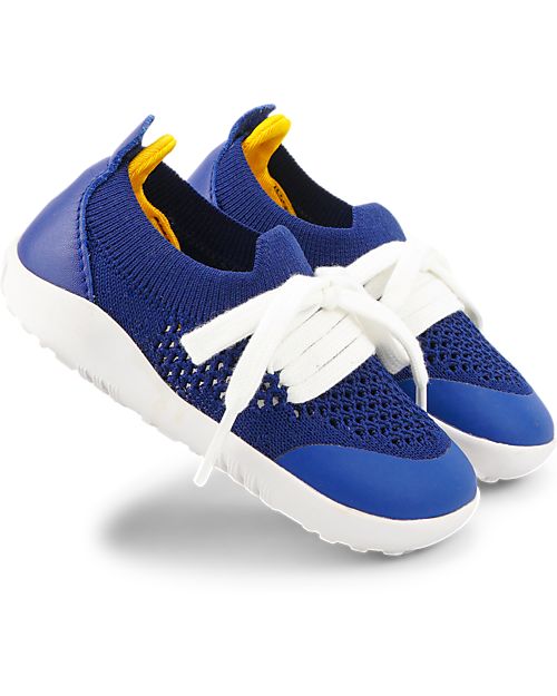 Bobux Scarpina Step-Up Play Knit - Mirtillo/Giallo - Morbido Tessuto Elastico! Scarpe