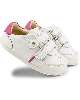 Bobux Scarpina Step-Up Riley - Bianco/Rosa - Traforato in Stile Retrò Scarpe