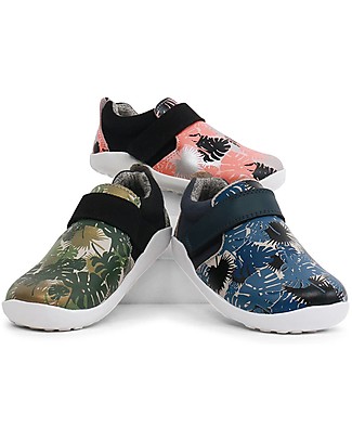 Bobux Scarpina Step-Up Xplorer Habitat, Stampa Grigio/Blu - Super flessibile, ideale per gattonamento e primi passi! Scarpe