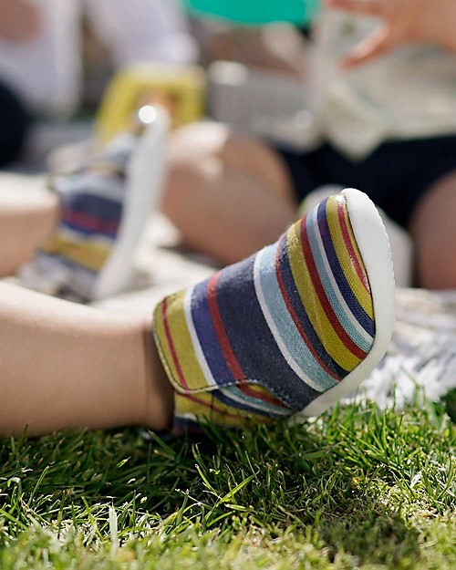 Bobux Scarpina Xplorer Scamp Canvas - Righe Navy - Leggere + Traspiranti + Flessibili! Scarpe