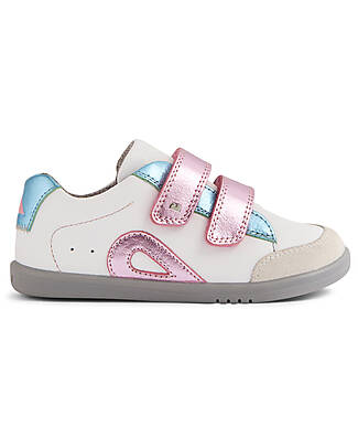 Bobux Scarpine I Walk Blaze - Bianco e Rosa Metallizato - Pelle Premium - Camminatori Esperti Scarpe