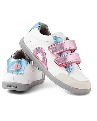 Bobux Scarpine I Walk Blaze - Bianco e Rosa Metallizato - Pelle Premium - Camminatori Esperti Scarpe