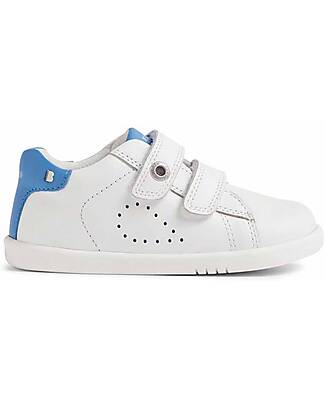 Bobux Scarpine I Walk Maverick - Bianco e Azzurro - Pelle Premium - Cammiatori Esperti Scarpe