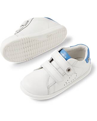 Bobux Scarpine I Walk Maverick - Bianco e Azzurro - Pelle Premium - Cammiatori Esperti Scarpe