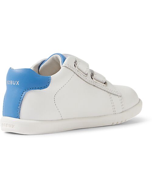 Bobux Scarpine I Walk Maverick - Bianco e Azzurro - Pelle Premium - Cammiatori Esperti Scarpe