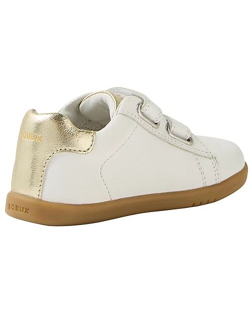 Bobux Scarpine I Walk Maverick - Bianco e Oro - Pelle Premium - Camminatori Esperti Scarpe