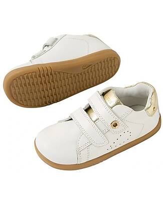 Bobux Scarpine I Walk Maverick - Bianco e Oro - Pelle Premium - Camminatori Esperti Scarpe