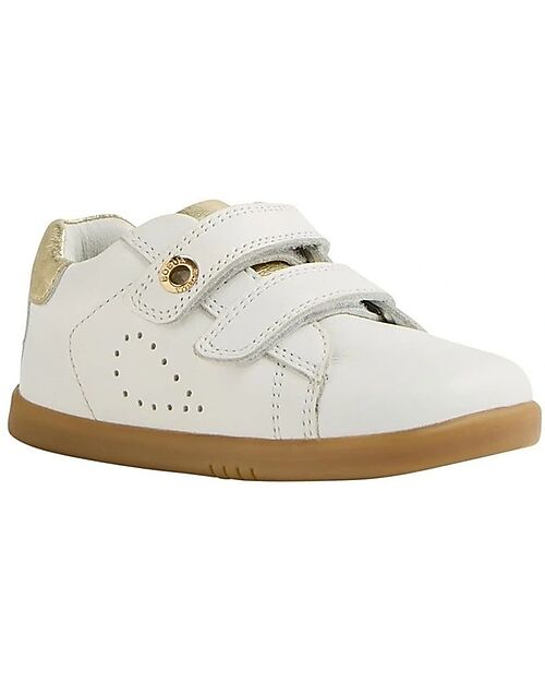 Bobux Scarpine I Walk Maverick - Bianco e Oro - Pelle Premium - Camminatori Esperti Scarpe