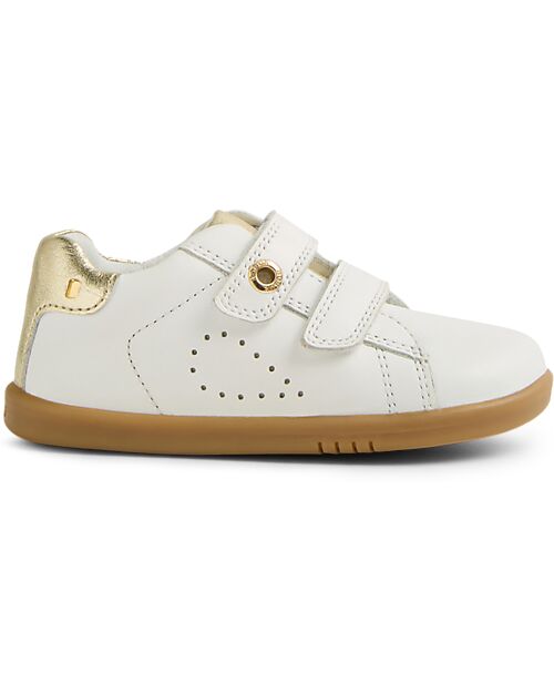 Bobux Scarpine I Walk Maverick - Bianco e Oro - Pelle Premium - Camminatori Esperti Scarpe
