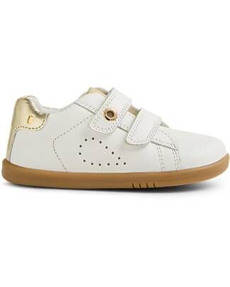 Bobux Scarpine I Walk Maverick - Bianco e Oro - Pelle Premium - Camminatori Esperti Scarpe