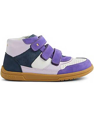 Bobux Scarpine Kid Plus Harley - Opulent Purple e Bianco - Pelle Premium - Camminatori Esperti Scarpe