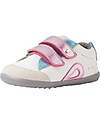 Bobux Scarpine Step Up Blaze - Bianco e Rosa Metallizato - Pelle Premium - Primi Passi Scarpe