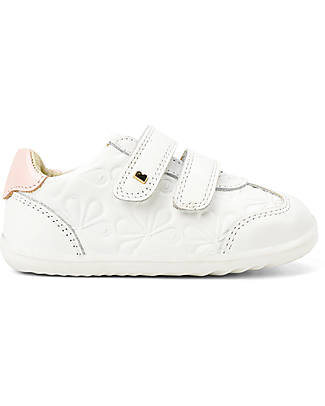 Bobux Scarpine Step Up Embossed - Bianco e Rosa Scintillante - Primi Passi Sneakers