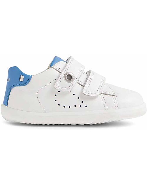 Bobux Scarpine Step Up Maverick - Bianco e Azure - Pelle Premium - Primi Passi Scarpe