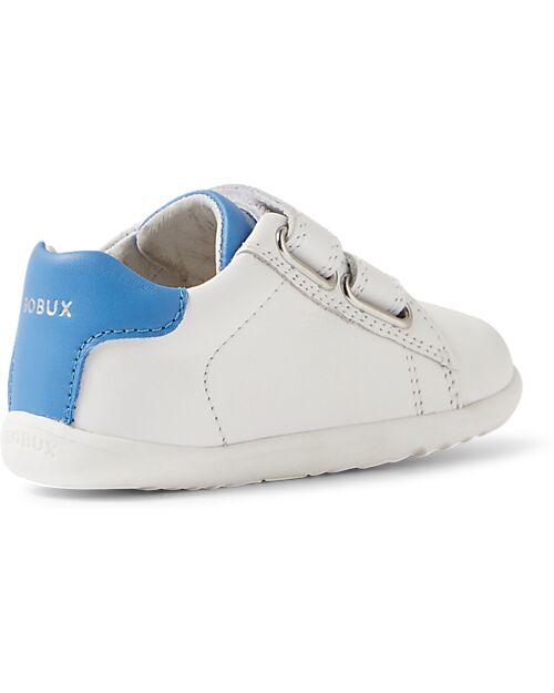 Bobux Scarpine Step Up Maverick - Bianco e Azure - Pelle Premium - Primi Passi Scarpe